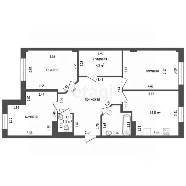 3-к кв. Калужская область, Калуга ул. Пухова, 56 (85.2 м) - Фото 2