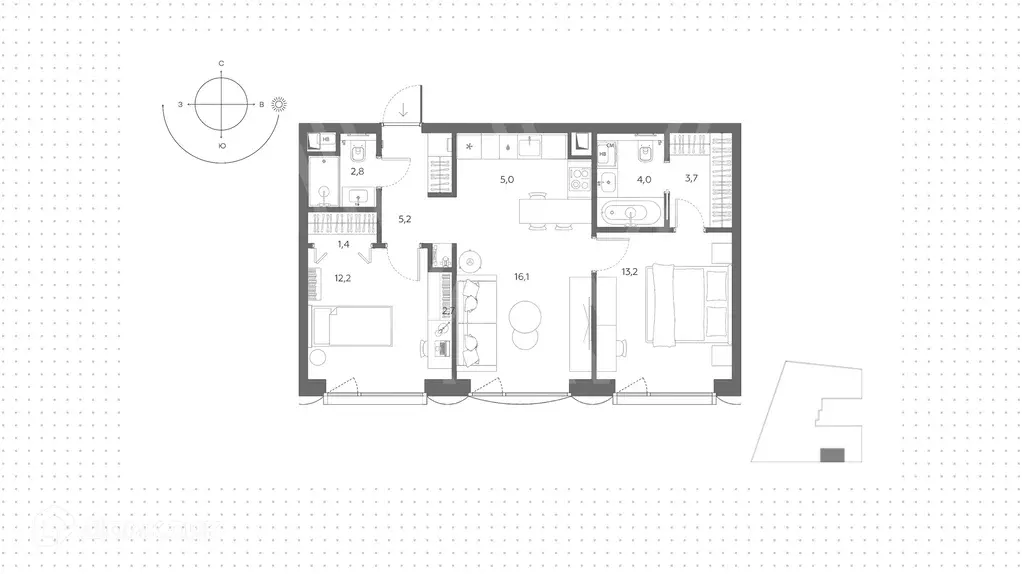 Продаётся 2-к квартира, 63.6 м - Фото 0