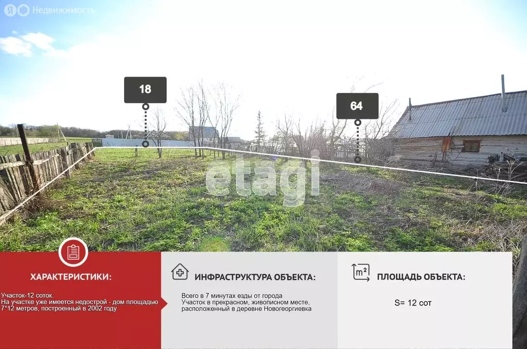 Участок в деревня Новогеоргиевка, Центральная улица (12 м) - Фото 1
