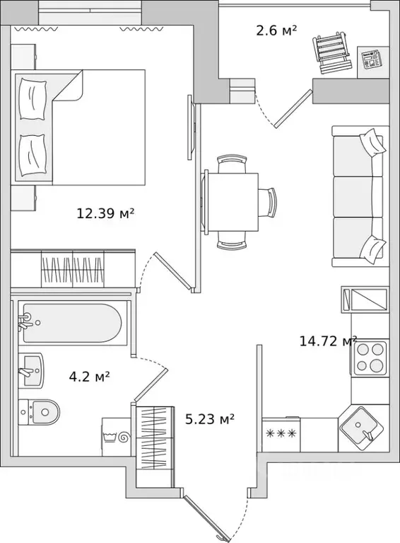 1-к кв. Ленинградская область, Всеволожский район, Свердловское ... - Фото 1