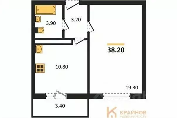1-к кв. Воронежская область, Воронеж Озерки жилой квартал,  (38.2 м) - Фото 0