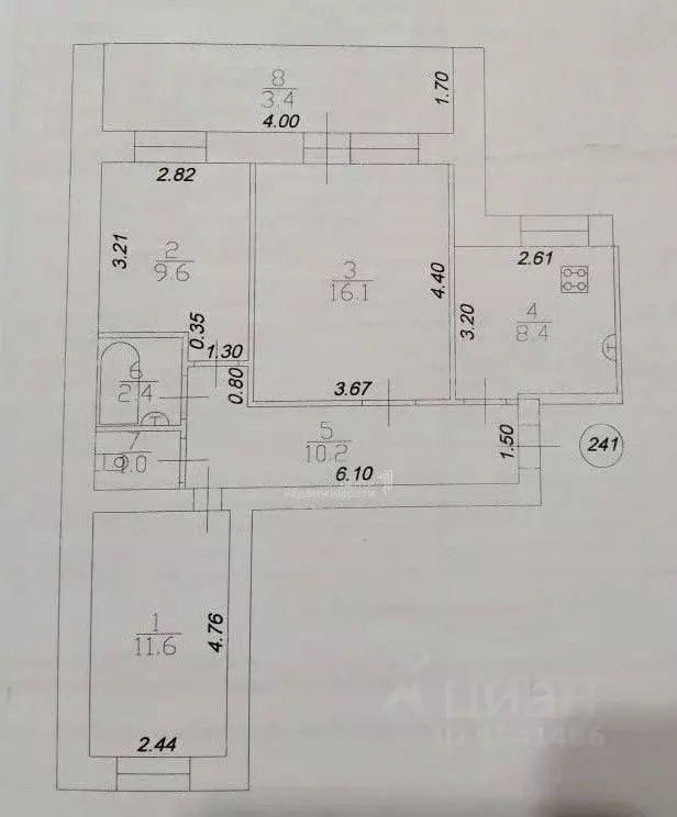 3-к кв. Татарстан, Казань ул. Голубятникова, 30 (59.3 м) - Фото 2