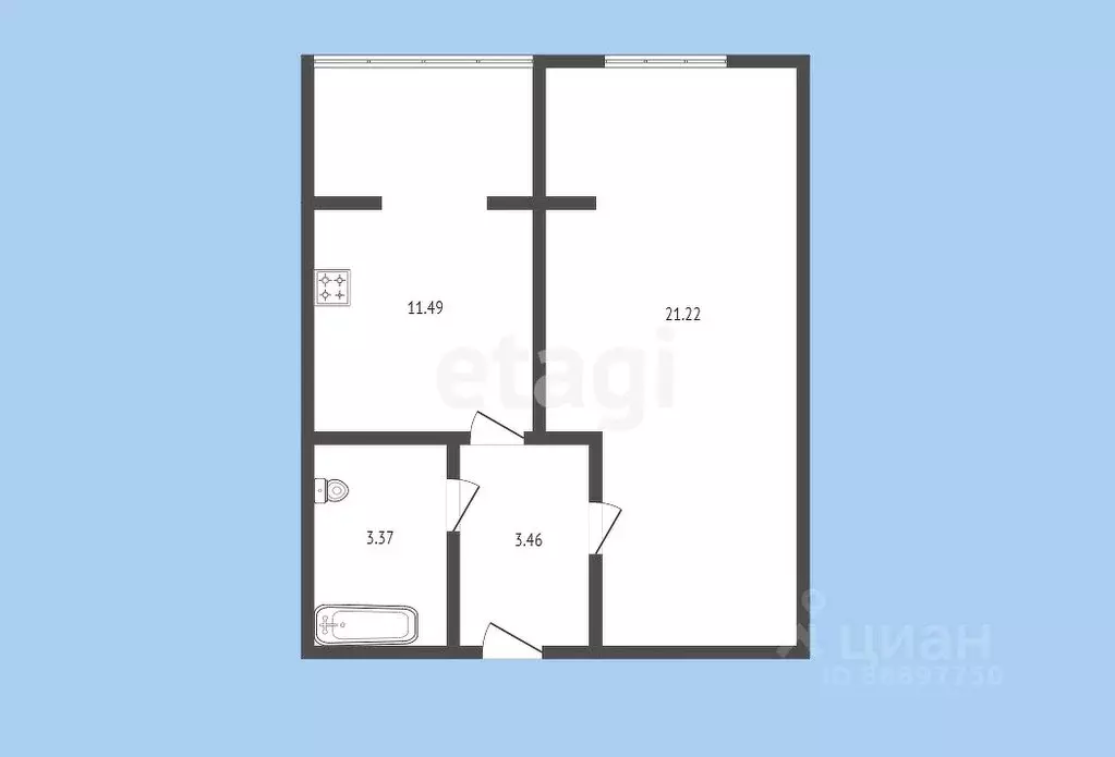 1-к кв. Карачаево-Черкесия, Черкесск Октябрьская ул., 9Н (39.54 м) - Фото 1