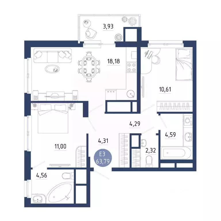 2-к кв. Рязанская область, Рязанский муниципальный округ, с. Дядьково ... - Фото 1