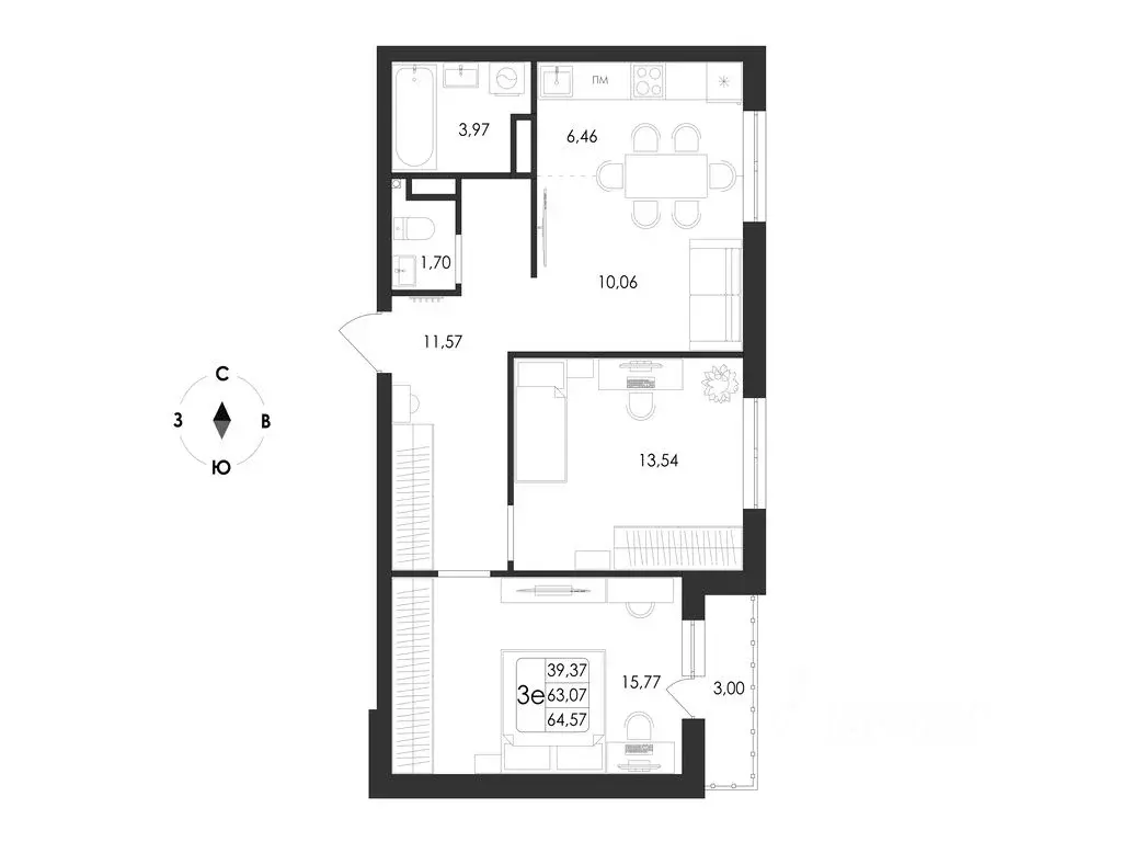 3-к кв. Воронежская область, Воронеж Первое Мая мкр, Май жилой ... - Фото 1