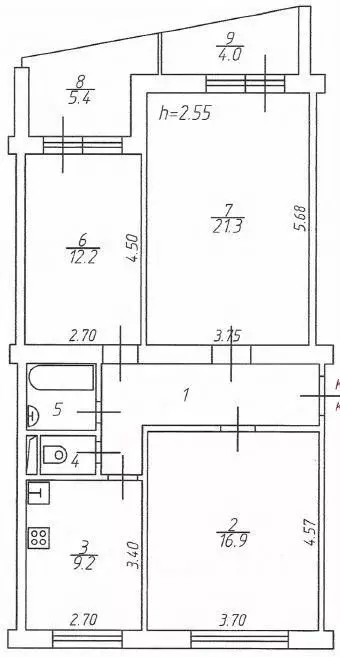 3-к кв. Москва Петрозаводская ул., 5К4 (68.8 м) - Фото 2
