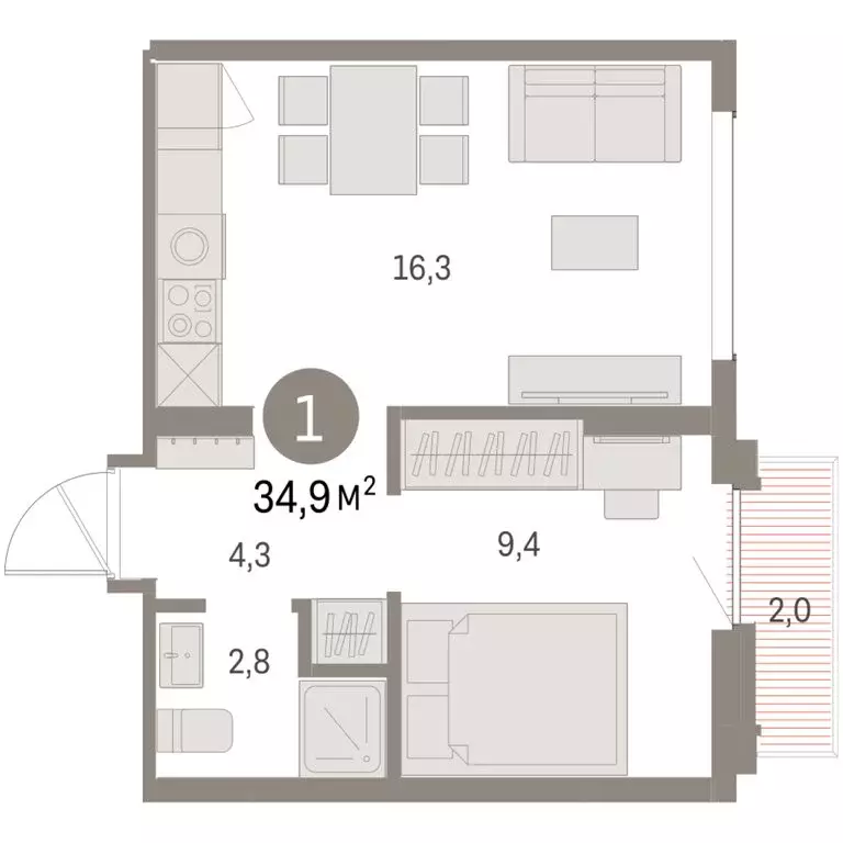 1-комнатная квартира: Екатеринбург, микрорайон Академический, 19-й ... - Фото 2