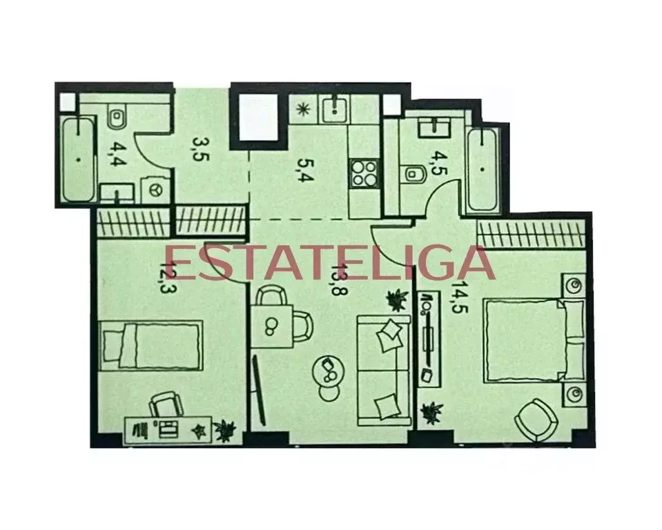 3-к кв. Москва Озерная ул., 1к1/1 (60.3 м) - Фото 2