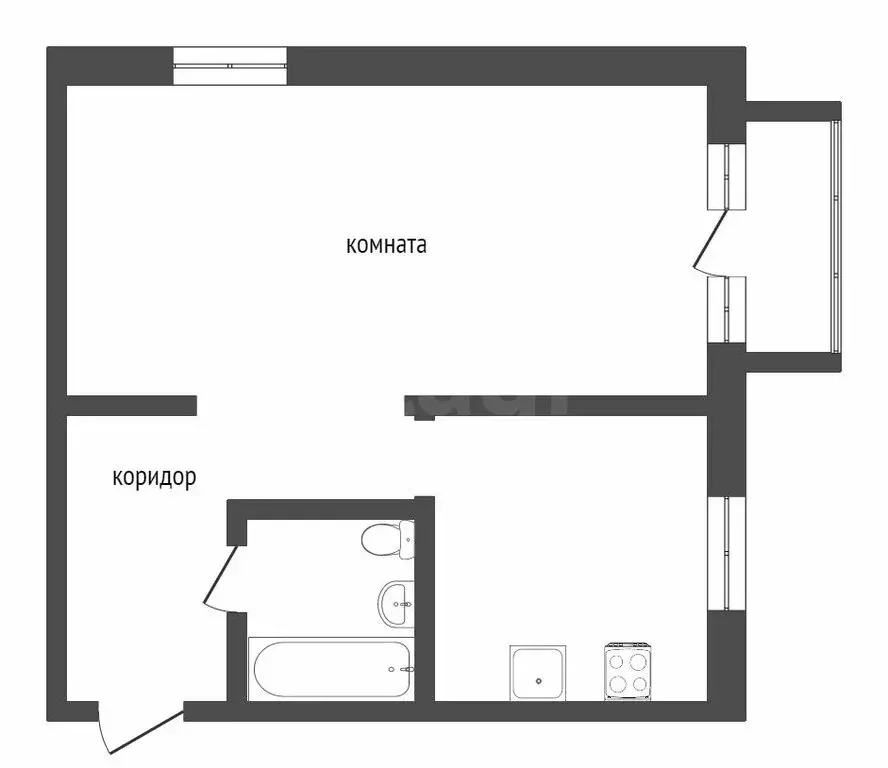 1-комнатная квартира: Тюмень, улица Пермякова, 22 (32.3 м) - Фото 1