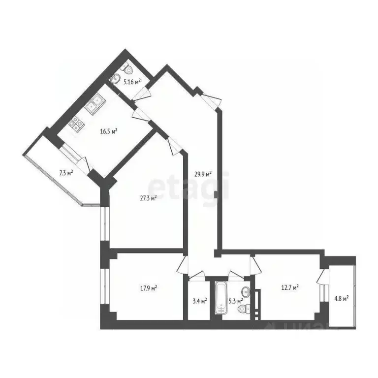 3-к кв. Челябинская область, Челябинск ул. Доватора, 46А (117.1 м) - Фото 2
