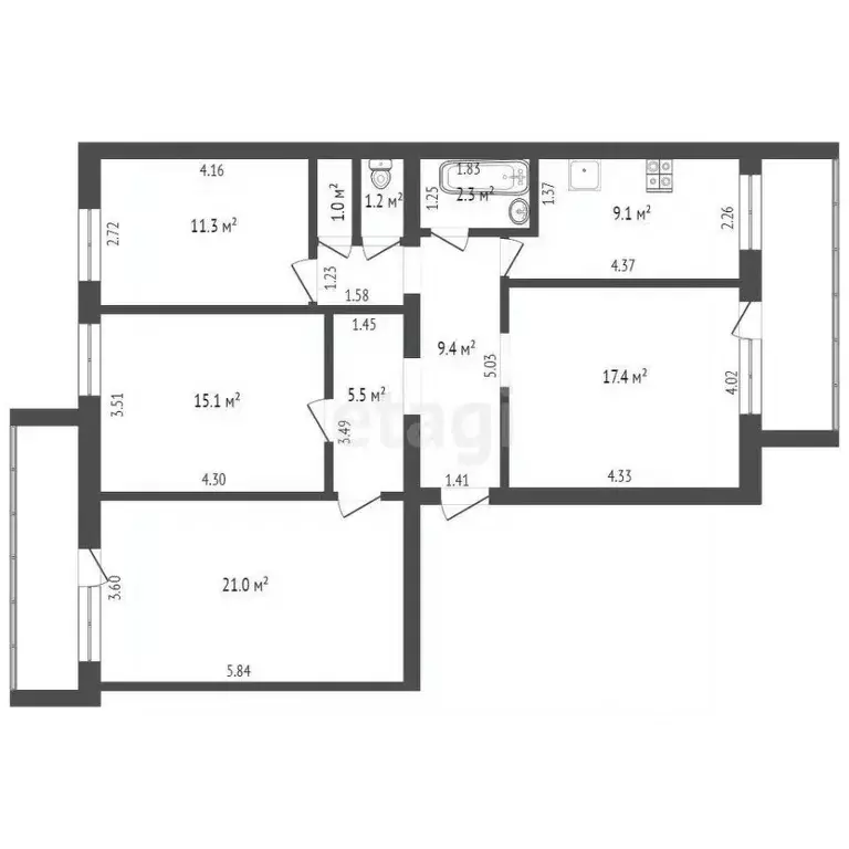 4-к кв. Саха (Якутия), Якутск ул. Можайского, 19/1А (93.0 м) - Фото 1