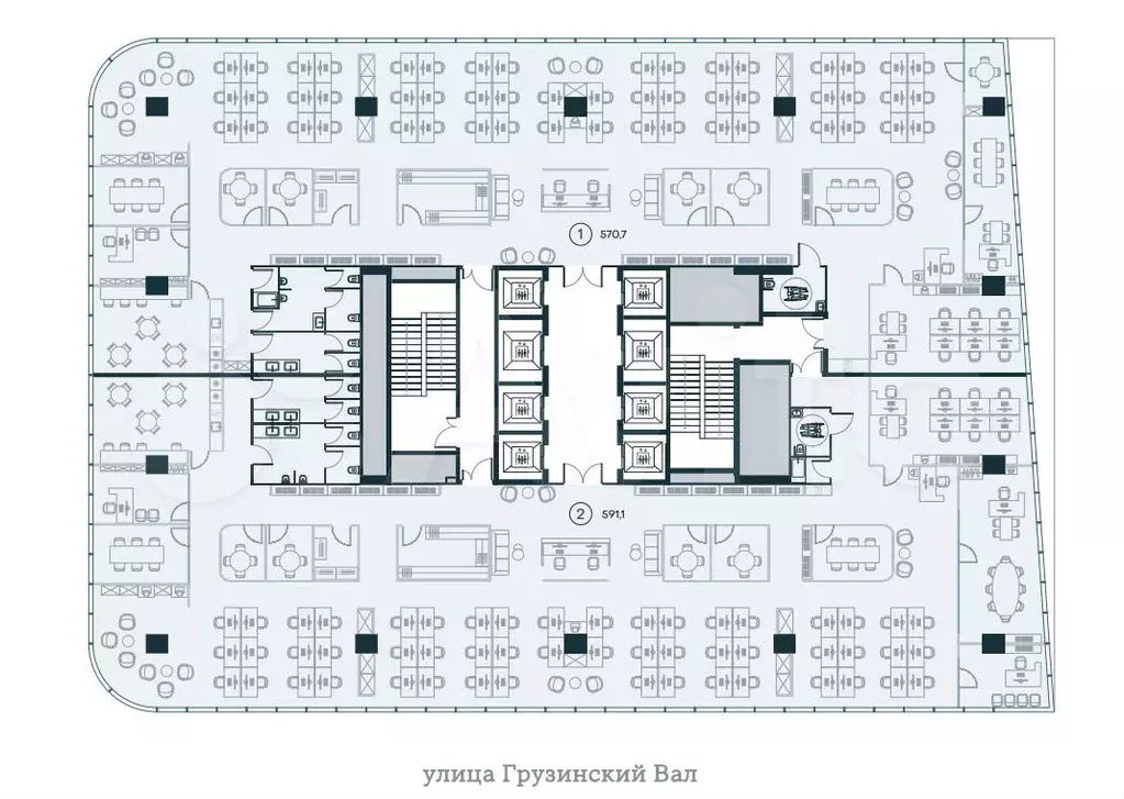 Этаж в БЦ А класс, рассрочка, идет стройка, 1162 м - Фото 0