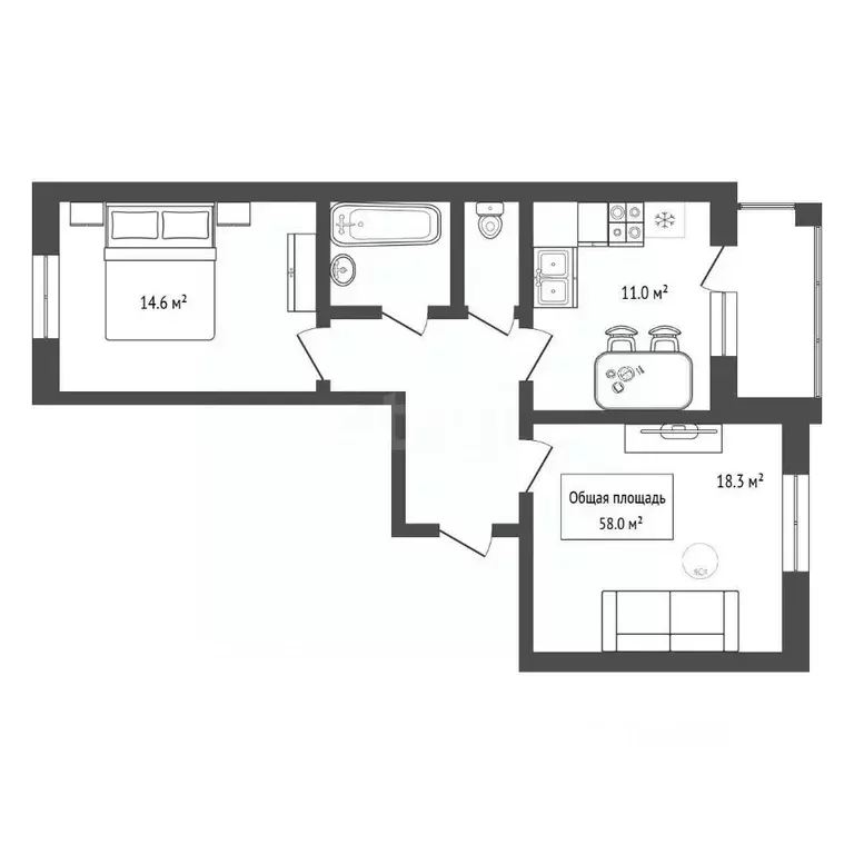 2-к кв. Новосибирская область, Бердск Боровая ул., 4/6 (58.0 м) - Фото 2