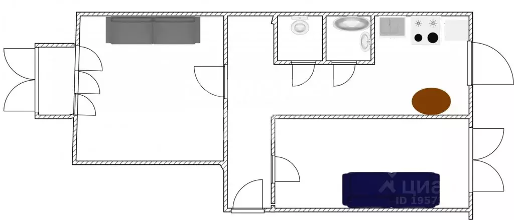 2-к кв. Томская область, Томск Красноармейская ул., 114А (46.0 м) - Фото 2