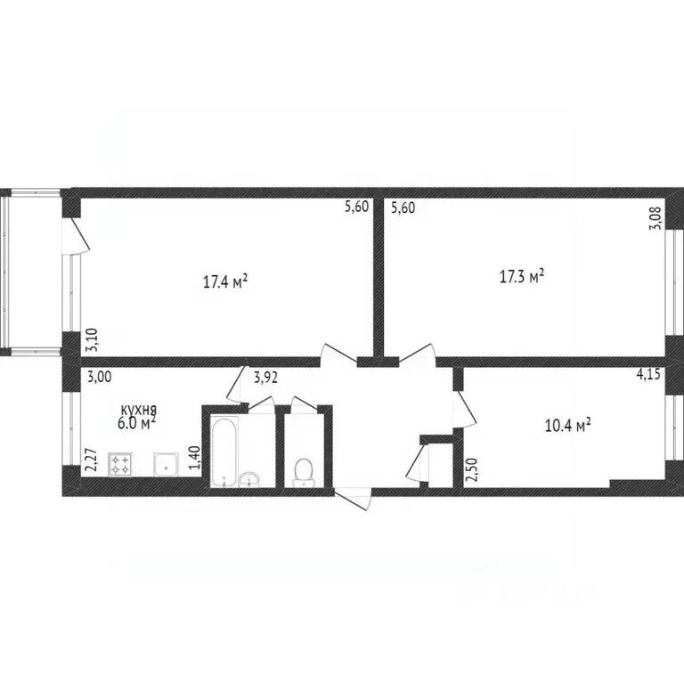 3-к кв. Белгородская область, Белгород ул. Щорса, 2а (61.0 м) - Фото 1