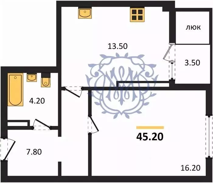 1-к кв. Крым, Симферополь ул. Трубаченко, 21 (45.2 м) - Фото 0