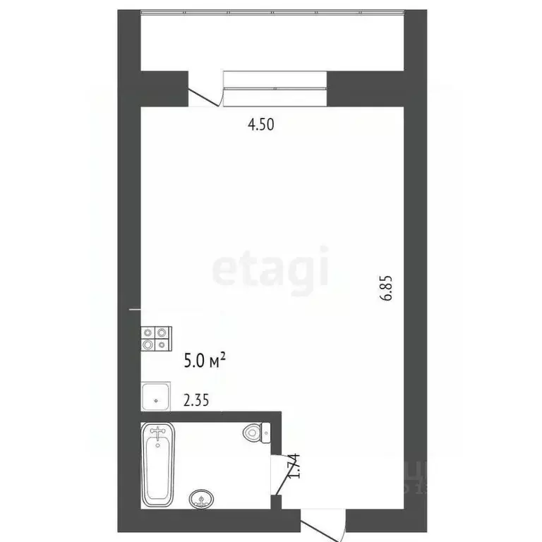 Студия Тюменская область, Тюмень ул. Боровская, 33 (30.1 м) - Фото 2