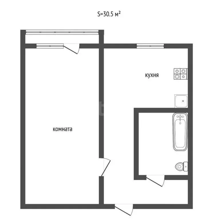 1-комнатная квартира: Западный, 11 (21.7 м) - Фото 1
