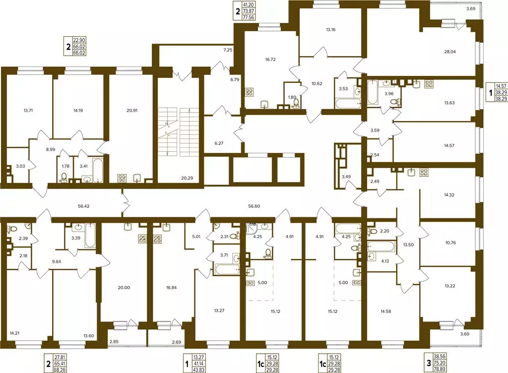 2-комнатная квартира: Брянск, Степная улица, уч2Б (68.26 м) - Фото 0
