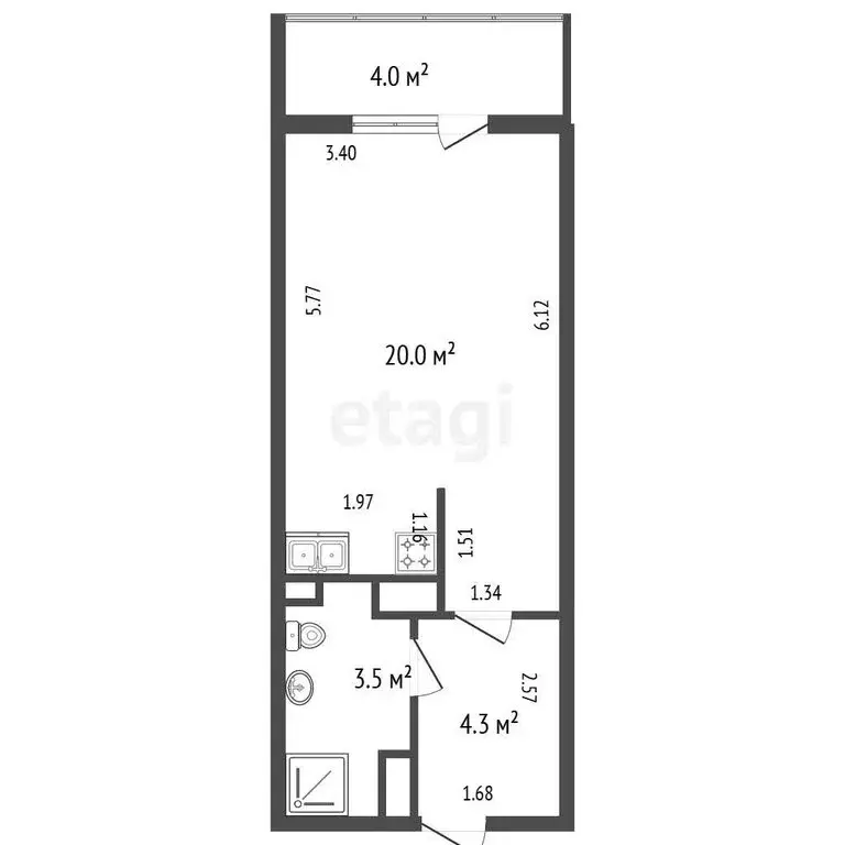 Квартира-студия: Санкт-Петербург, Кондратьевский проспект, 64к8 (27.8 ... - Фото 1