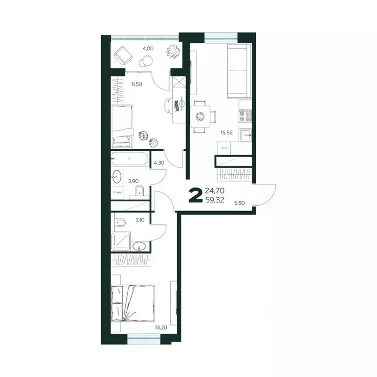 2-к кв. Московская область, Химки Сходня мкр, Первомайская ул., ... - Фото 1