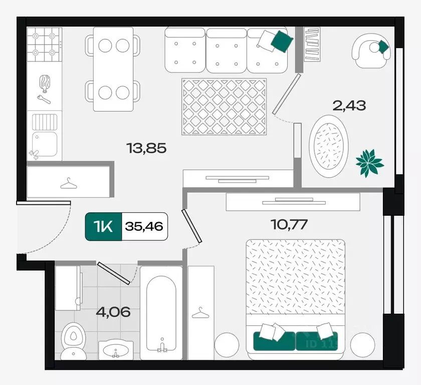 1-к кв. Краснодарский край, Краснодар Народные Кварталы жилой комплекс ... - Фото 1