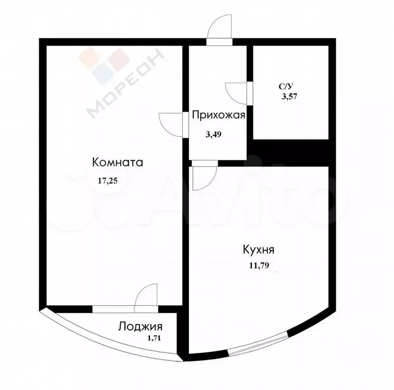 1-к. квартира, 36,1 м, 8/9 эт. - Фото 0