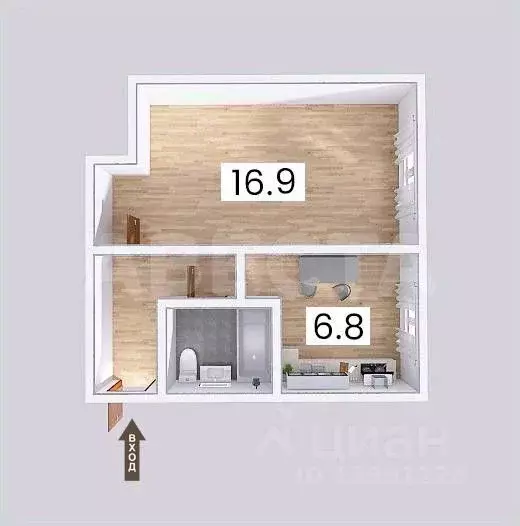 1-к кв. Омская область, Омск Городок Нефтяников мкр, ул. Волкова, 3А ... - Фото 2
