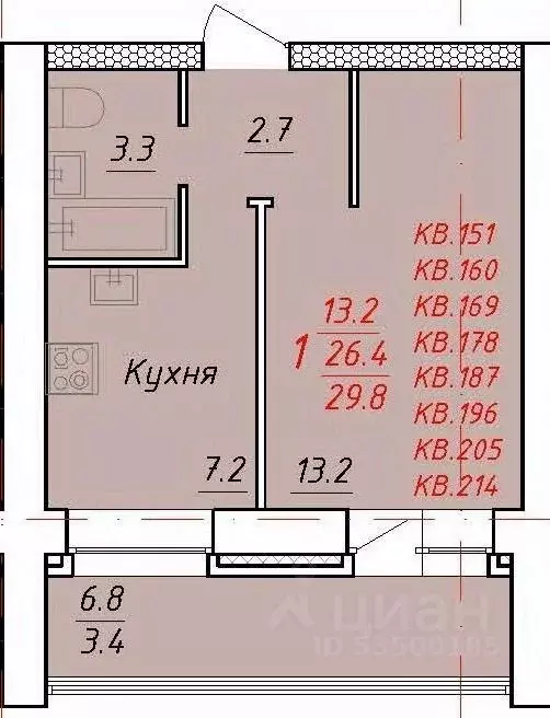 1-к кв. Алтайский край, Новоалтайск Индустриальная ул., 18 (29.8 м) - Фото 0