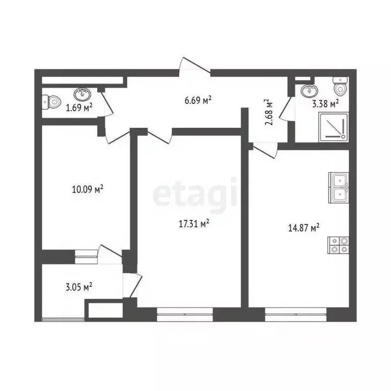 2-к кв. Крым, Симферополь просп. Александра Суворова (59.76 м) - Фото 2
