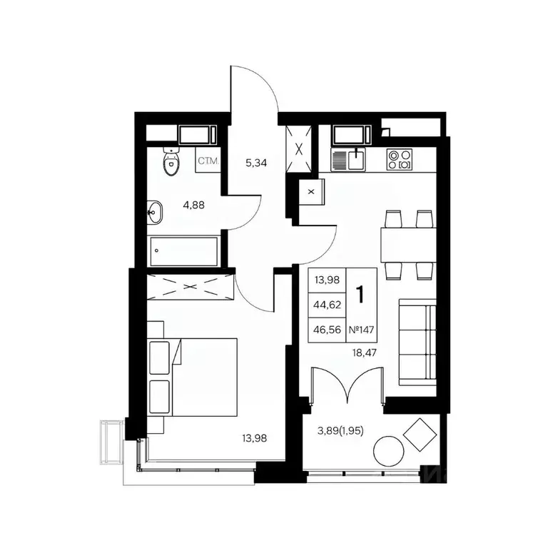 1-к кв. Калужская область, Обнинск Заовражье жилрайон, Новый город ... - Фото 1