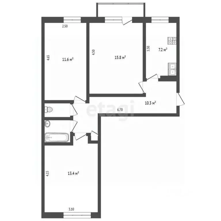 3-к кв. Орловская область, Орел Комсомольская ул., 406 (61.9 м) - Фото 2