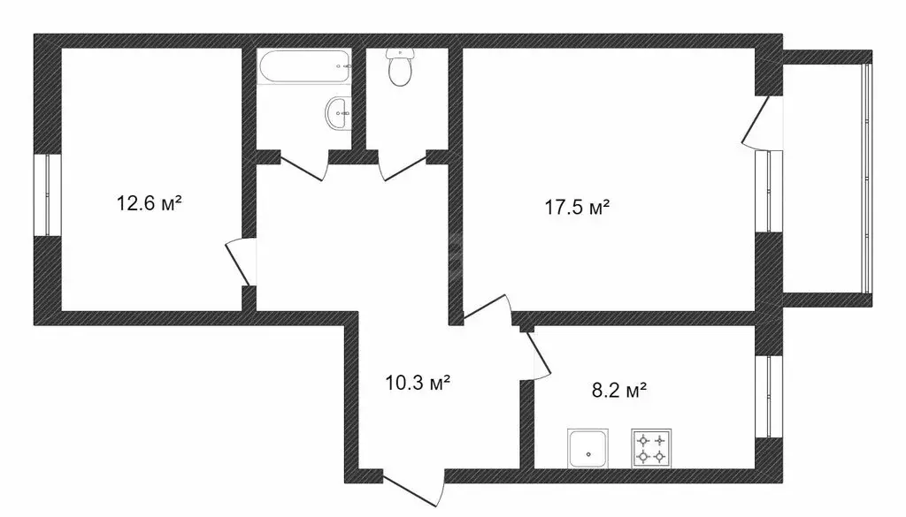 2-комнатная квартира: Ялуторовск, улица Лазо, 2 (46 м) - Фото 1