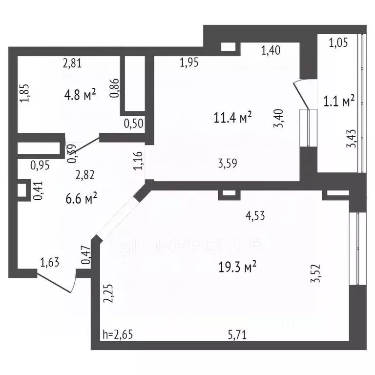 1-к кв. Брянская область, Брянск ул. Крахмалева, 49/1 (43.2 м) - Фото 1