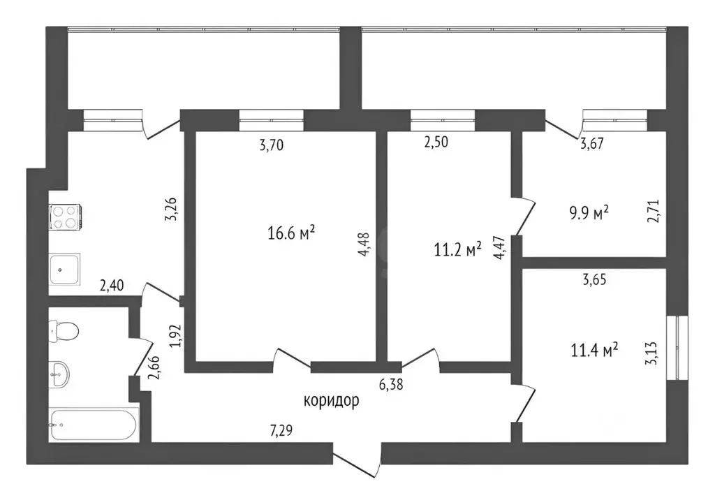 4-к кв. Тюменская область, Тюмень Профсоюзная ул., 32 (67.0 м) - Фото 1