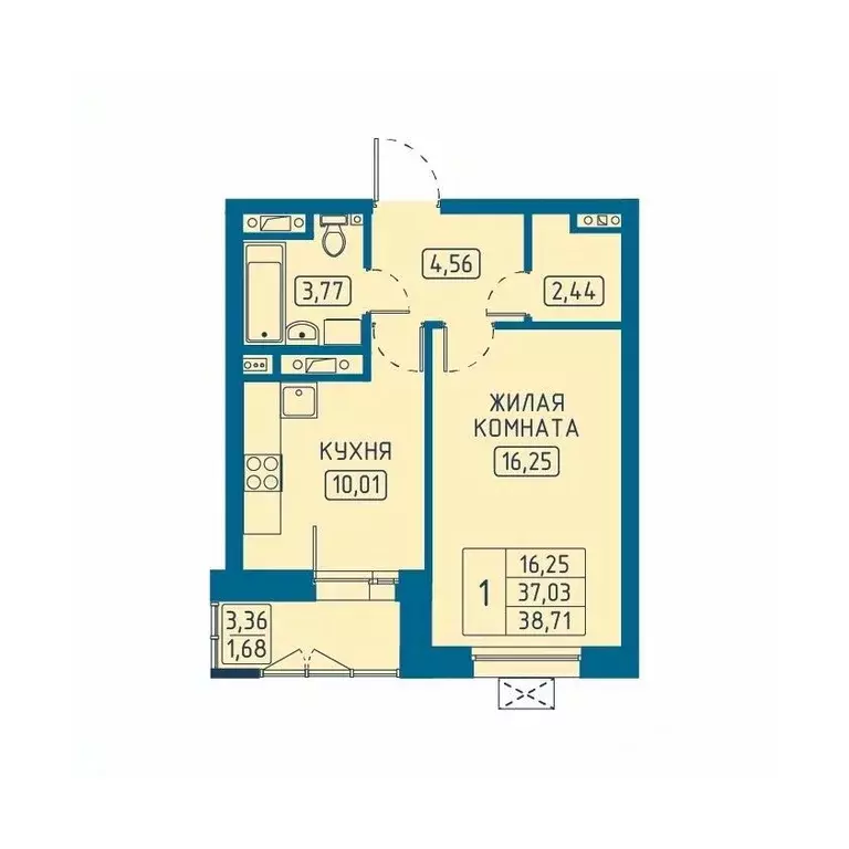 1-к кв. Красноярский край, Красноярск Свободный просп. (38.71 м) - Фото 1