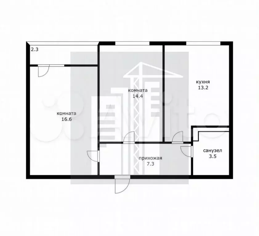 2-к. квартира, 57 м, 8/8 эт. - Фото 0