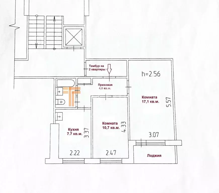 2-к кв. Пермский край, Пермь ул. Гашкова, 35 (43.5 м) - Фото 2