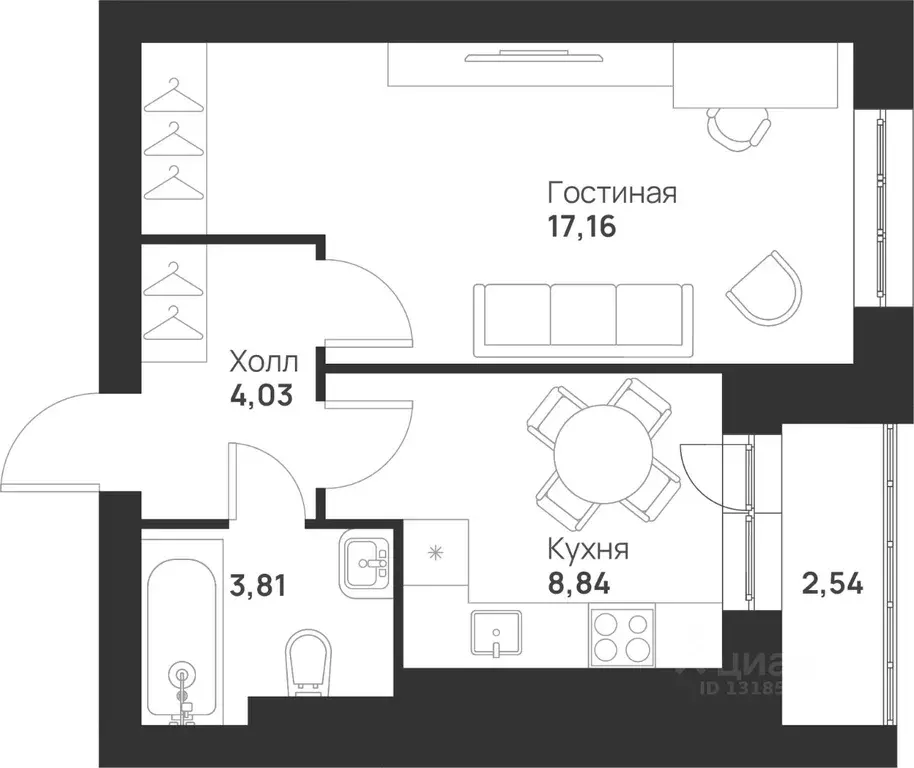 1-к кв. Тульская область, Тула Новая Тула мкр,  (36.38 м) - Фото 0