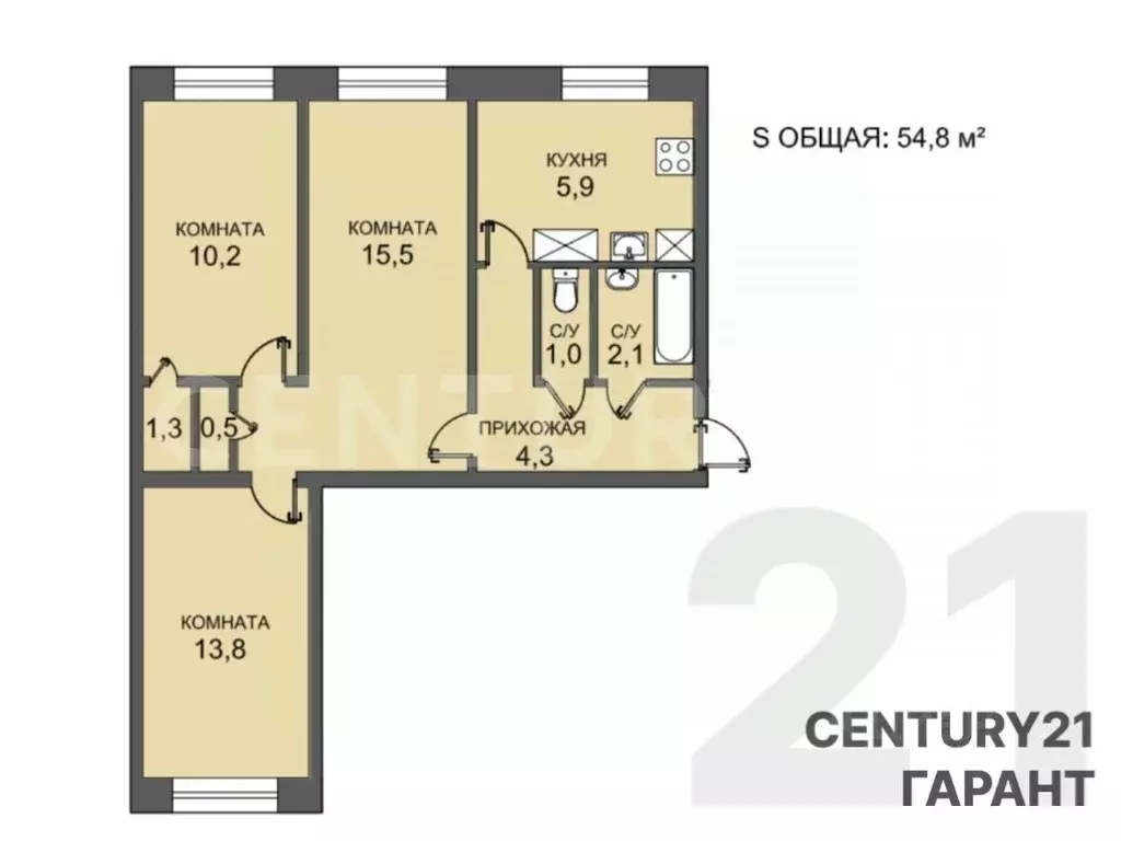 3-к кв. Санкт-Петербург, Санкт-Петербург, Колпино ул. Адмиралтейская, ... - Фото 2