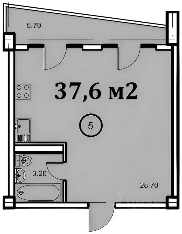 1-к кв. Краснодарский край, Сочи Мамайка мкр, ул. Крымская, 44А (39.0 ... - Фото 2