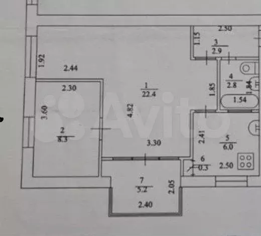2-к. квартира, 42,7 м, 1/5 эт. - Фото 0