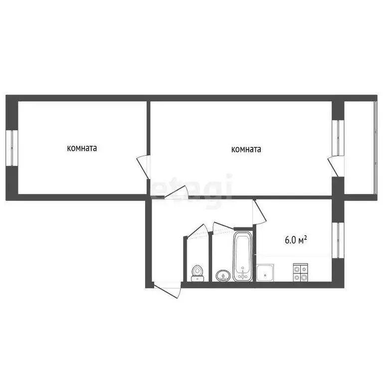 2-комнатная квартира: Муром, Радиозаводское шоссе, 38 (46 м) - Фото 0