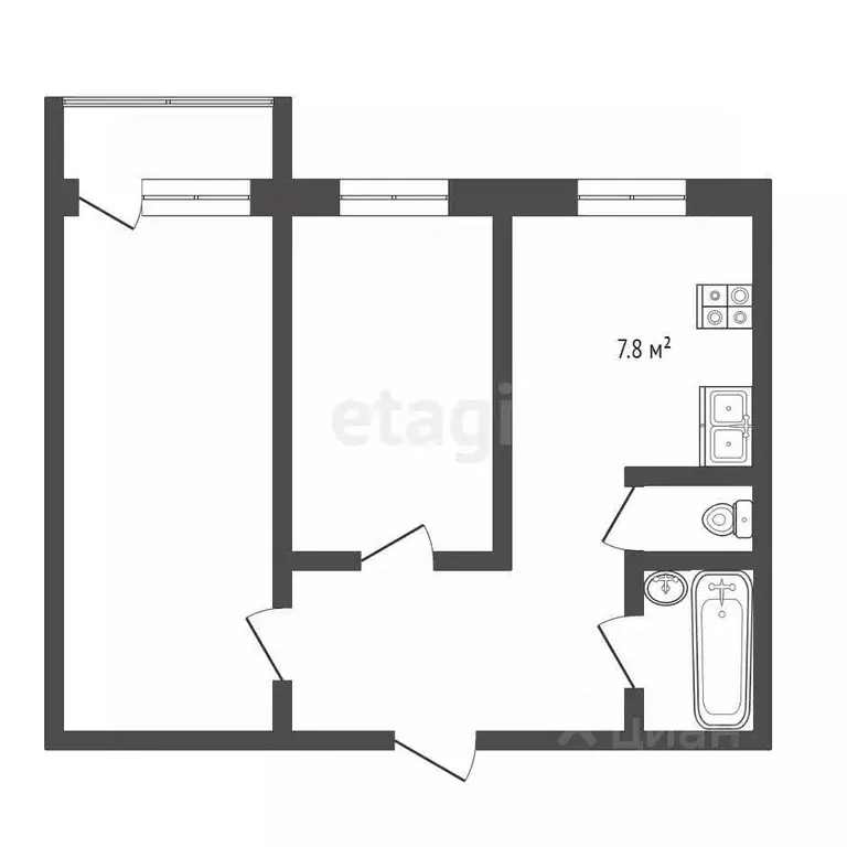 2-к кв. Коми, Усинск Пионерская ул., 17 (47.8 м) - Фото 1