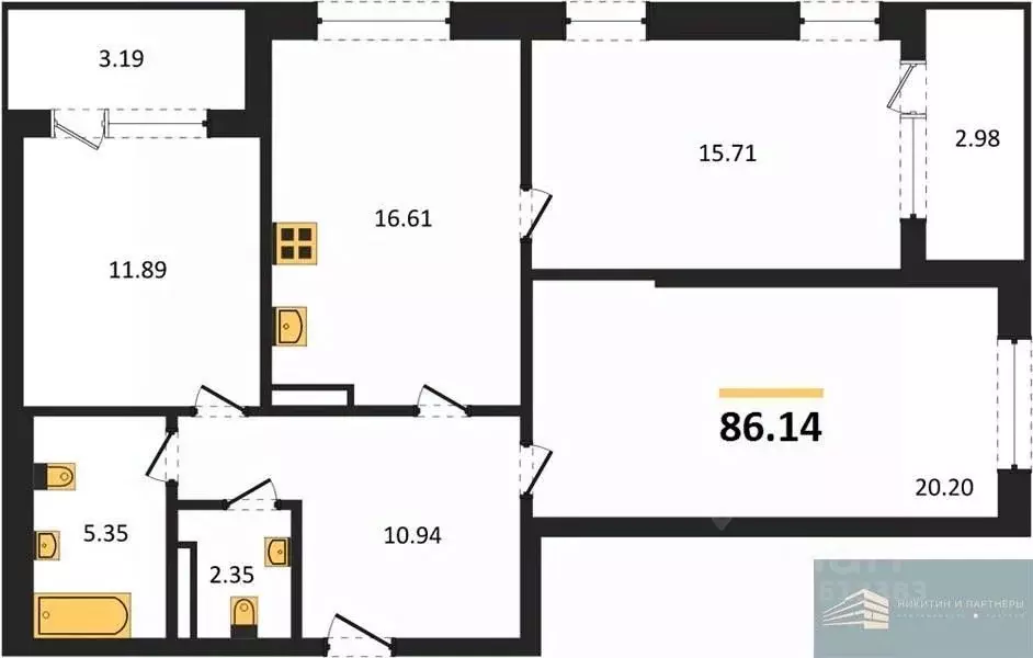 3-к кв. Воронежская область, Воронеж ул. Ломоносова, 116/1 (86.1 м) - Фото 0