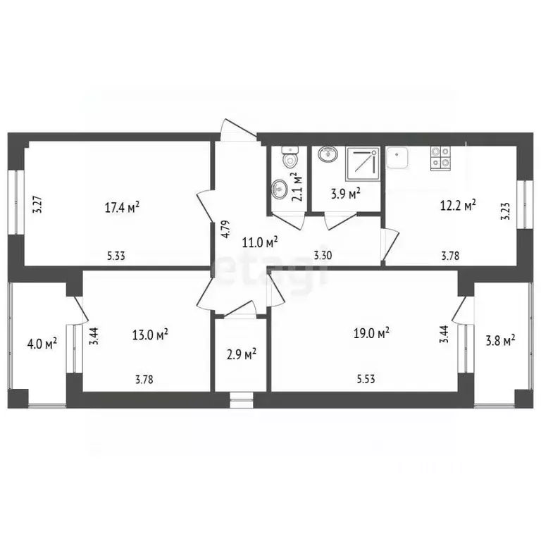 3-к кв. Ставропольский край, Ессентуки ул. Гагарина (81.5 м) - Фото 2
