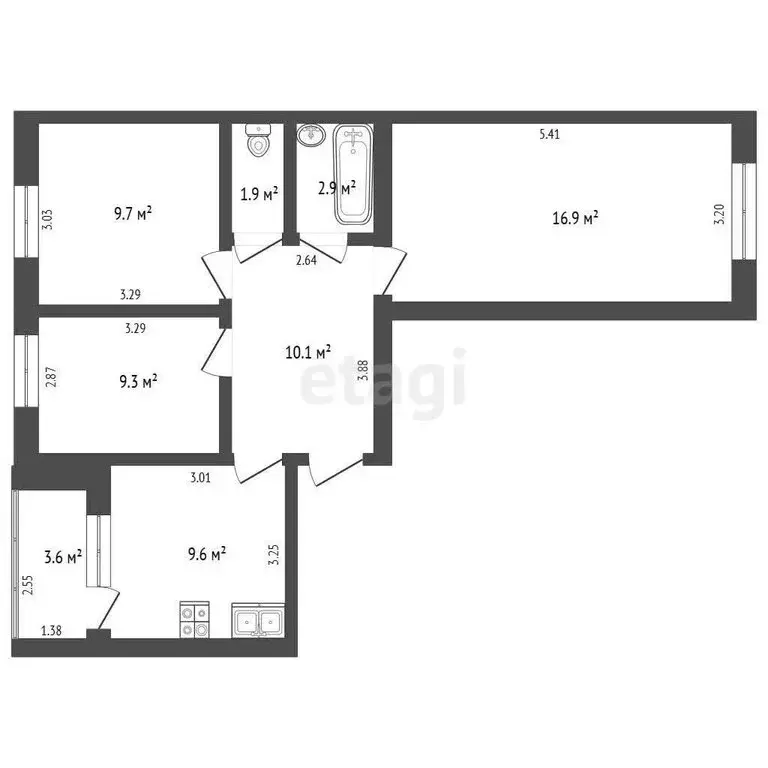 3-комнатная квартира: Стерлитамак, улица Цементников, 5 (60.4 м) - Фото 1