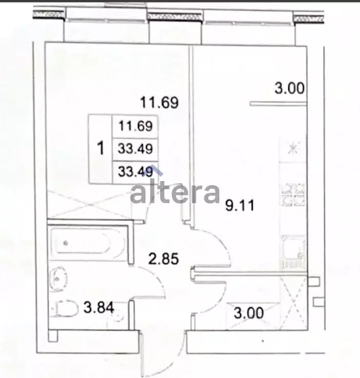 1-к кв. Татарстан, Казань ул. Азата Аббасова, 16 (33.53 м) - Фото 2