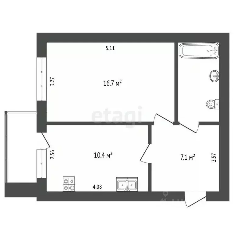 1-к кв. Вологодская область, Вологда ул. Гагарина, 2Ак6 (39.6 м) - Фото 1
