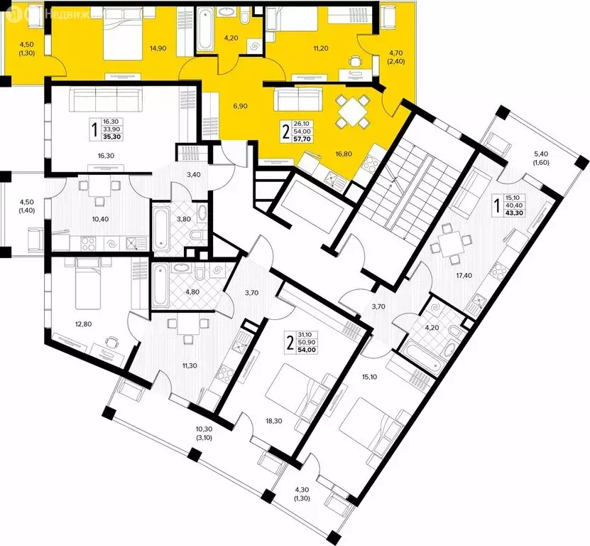 2-комнатная квартира: Сукко, жилой комплекс Кипарис (57.7 м) - Фото 1